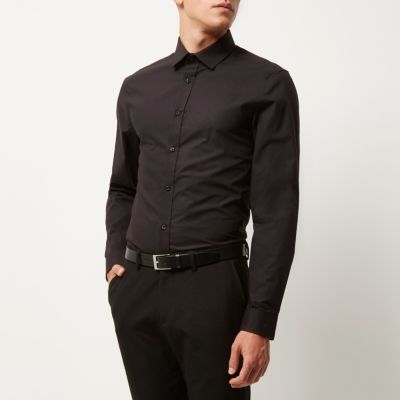 Black smart slim fit shirts multipack